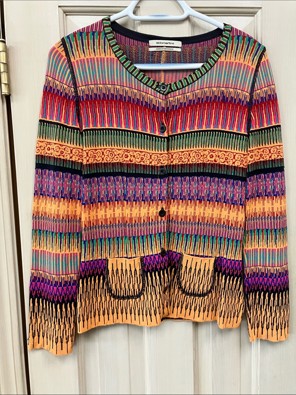Aldo Martins Multicolor Orange-Purple Striped Cardigan